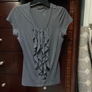 The Limited Gray Ruffled Cap Sleeve Blouse